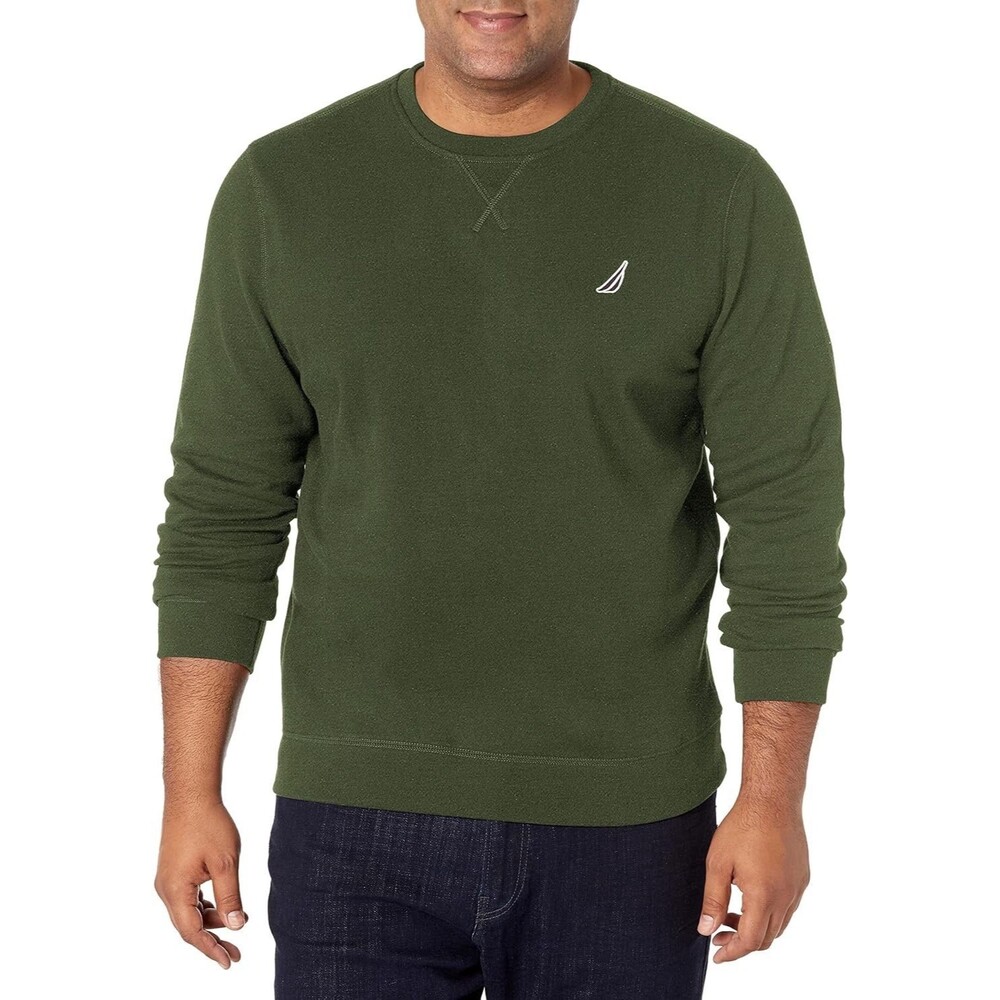 Nautica men's fleece crewneck sweatshirt olive green XXL